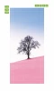 Tree door wallpaper FP 6207 - A graphic design featuring a black tree with bare branches on a pink background.