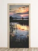 Lake wallpaper for doors FP 6226 - Graphic design featuring a lake with reflections of clouds and vegetation in the water.