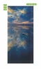 Lake door mural FP 6236 - Graphic design featuring a lake with cloud reflections and a boat on the water.