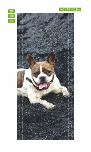 Door mural dog FP 6215 - Graphic design featuring a dog lying on a black background.