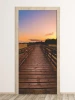 Door mural FP 6210 - Hallway decor. A wooden bridge leads towards the setting sun.