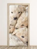 Puppy door wallpaper FP 6218 - Graphic design featuring three close-knit puppies with visible fur.