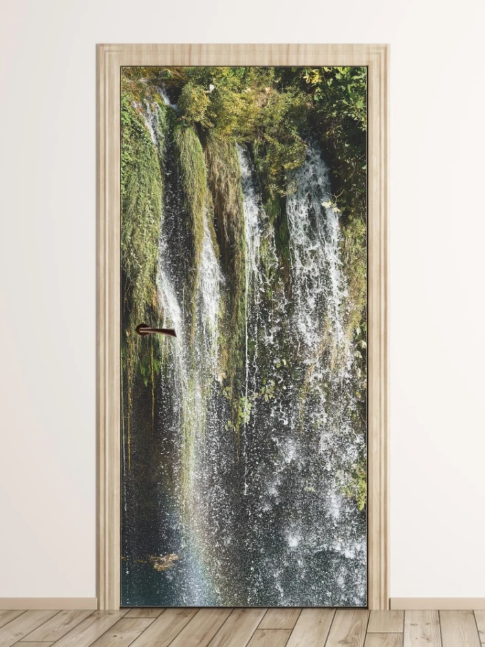 Waterfall door wallpaper FP 6238 - Modern interior design with light-colored walls and wooden flooring.