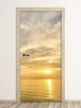 Sunset beach door mural FP 6198 - Bright room decor with neutral-colored walls.