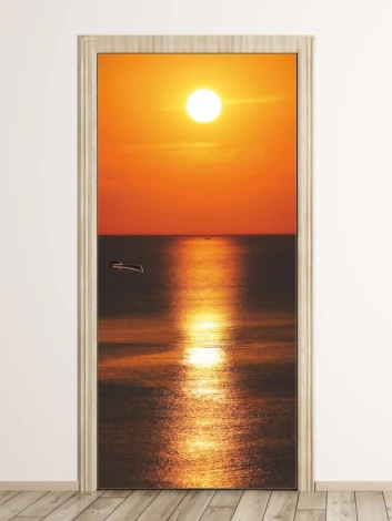 Sunset over the ocean door mural FP 6225 - Graphic design featuring a sunset scene.