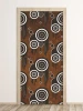 Abstract door wallpaper FP 6230 - Graphic design with black and white circles on a brown background.