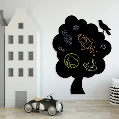 Magnetic chalkboard for kids in tree design, perfect for a modern, brightly colored children\'s room.