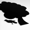 Magnetic chalkboard for kids in tree shape with a large crown and a bird design.