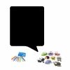 Chalkboard speech bubble magnetic board 123 - Black background with colorful crayons and magnets.