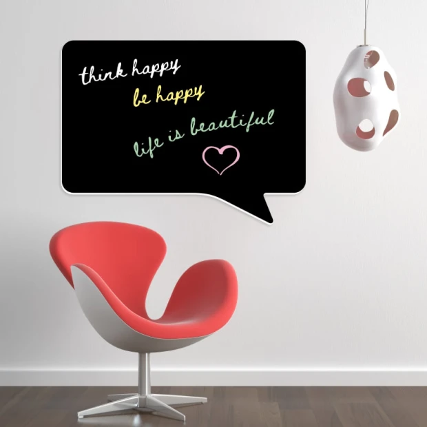Chalkboard magnetic board 018 - Styled in a modern room with light walls and wooden flooring.