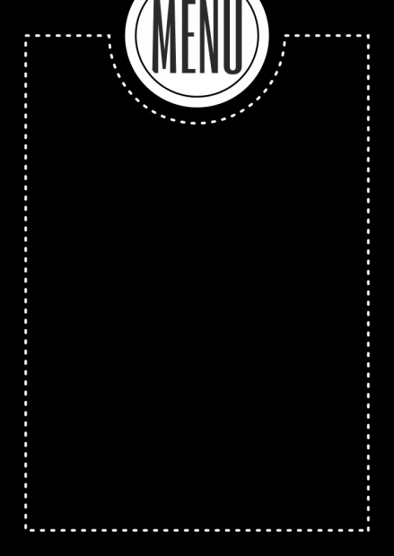 Chalkboard menu board 041 - Simple design with round MENU text at the top and a dotted border.
