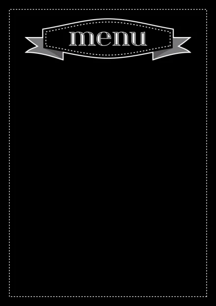 Chalkboard menu board 042 - Black with white menu text and decorative elements.