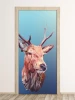 Door wallpaper deer FP 6276 - Graphic design featuring a low-poly deer head on a blue background.