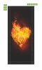 Fire Heart Door Mural FP 6278 - Graphic design featuring a fiery heart on a dark background with dynamic flame shapes.