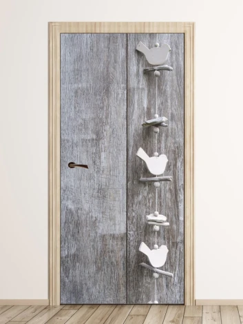 Door wallpaper FP 6273 - Modern interior design with gray walls and wooden floor.