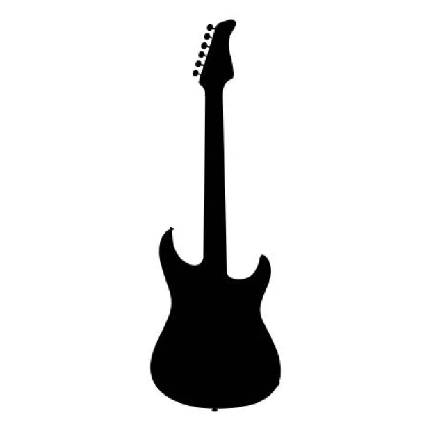 Guitar wall sticker 2253 - Black guitar silhouette on a white background.