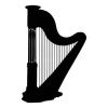 Wall sticker harp 2252 - Graphic design featuring a black silhouette of a harp with clear strings.