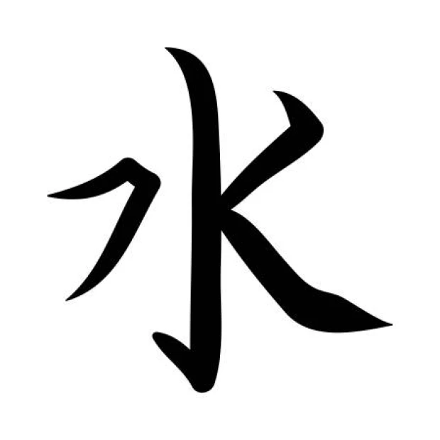 Japanese water symbol wall sticker 2175 - Graphic design. Black symbol on a white background.