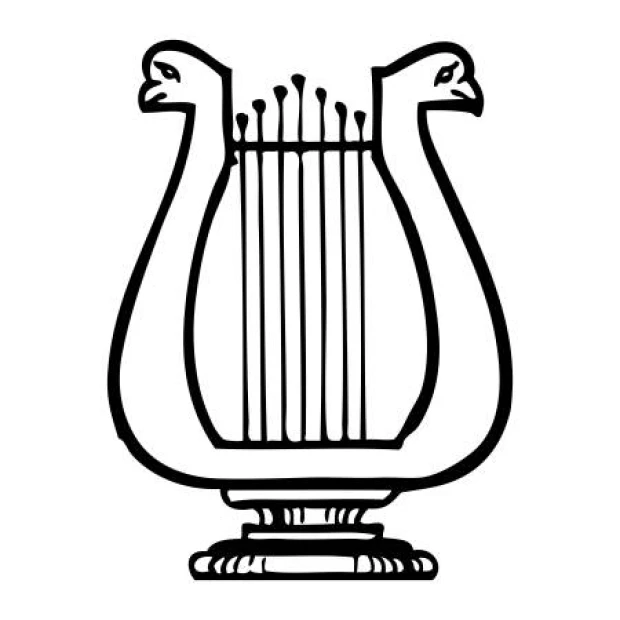 Wall sticker lyre 2258 - Graphic design featuring a lyre with two bird heads and strings.