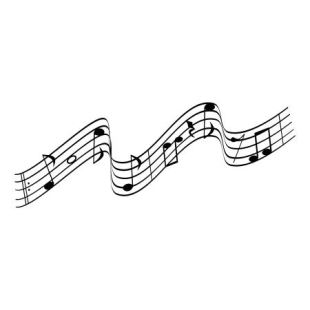 Wall sticker notes 2265 - Graphic design. Black music notes on a white background with wavy lines.