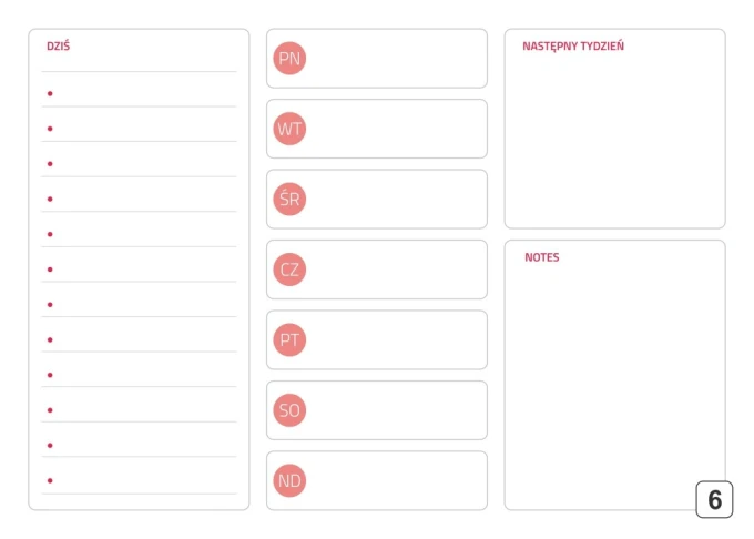 Weekly planner dry-erase board 291 - Graphic design with simple rectangles for days of the week and notes.