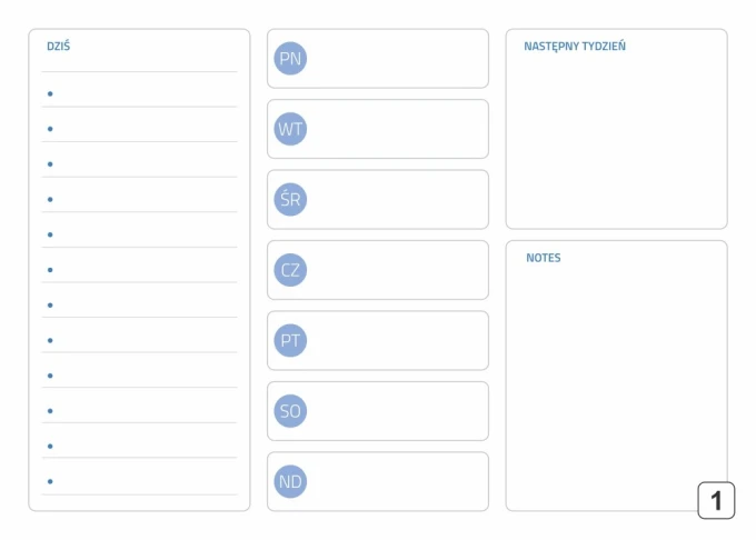 Magnetic dry-erase planner board 291 - Graphic design with a simple grid for days of the week and notes section.