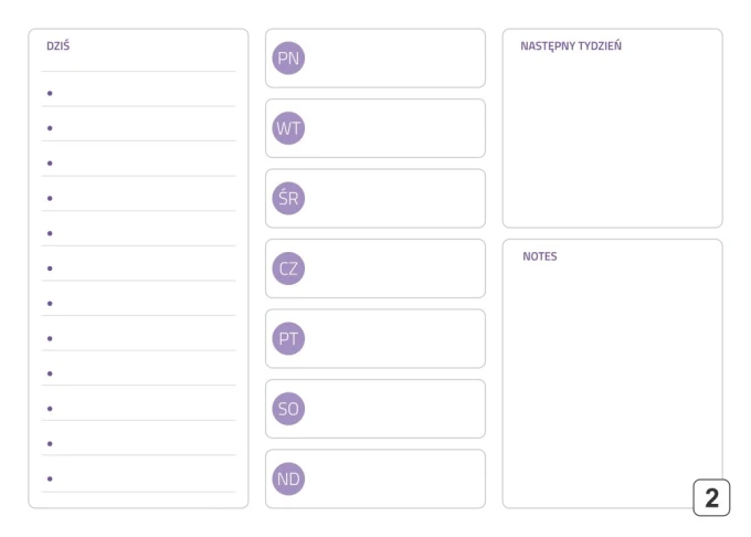 Magnetic dry-erase planner board 291 - Graphic design. Simple grid with days of the week and space for notes.