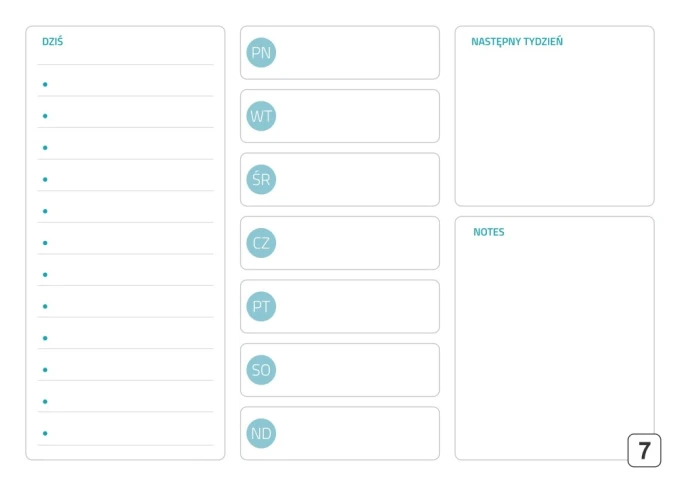 Magnetic dry-erase planner board 291 - Graphic design with a simple weekly grid and space for notes.