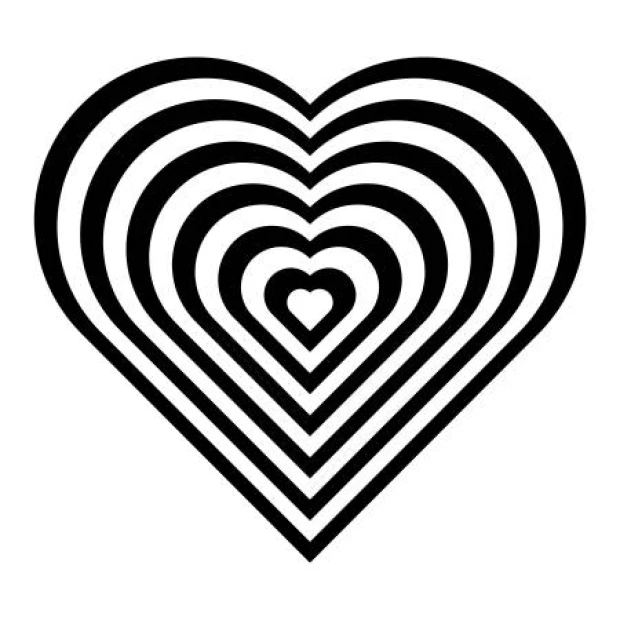 Abstract heart wall sticker 2335 - Graphic design featuring hearts of various sizes in a concentric arrangement.