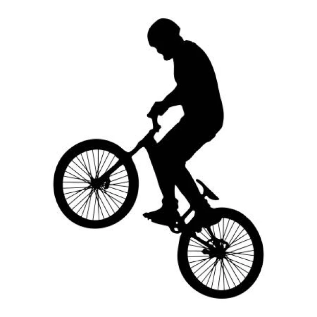 BMX wall sticker 2322 - Graphic design featuring a cyclist performing a trick on a BMX bike.
