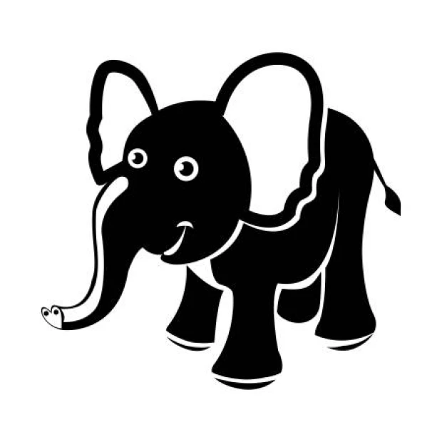 Wall sticker for kids featuring a smiling elephant with big ears, clear eyes, and a trunk. Design 2272.