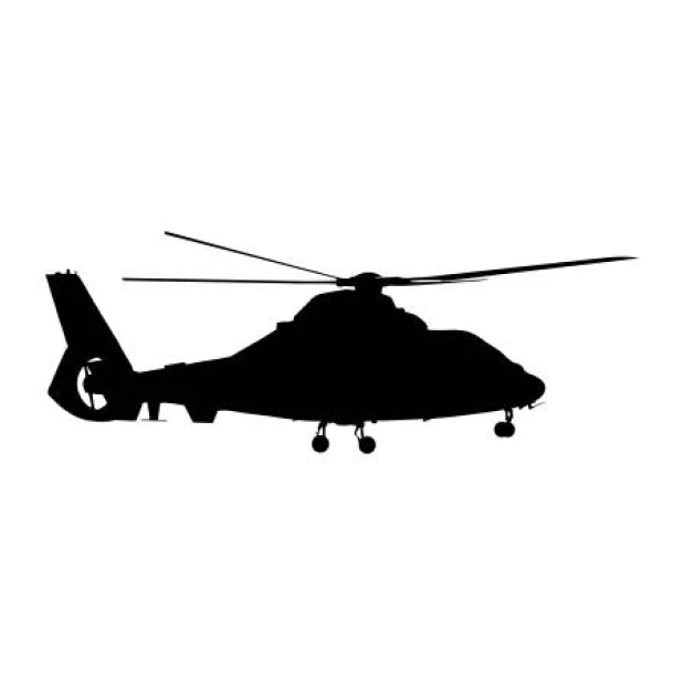 Helicopter wall sticker 2301 - Black silhouette with rotors and fuselage details.