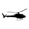 Helicopter wall sticker 2302 - Black profile helicopter design with rotor on top.