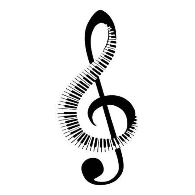 Wall sticker treble clef 2266 - Graphic design featuring a treble clef with piano keys.