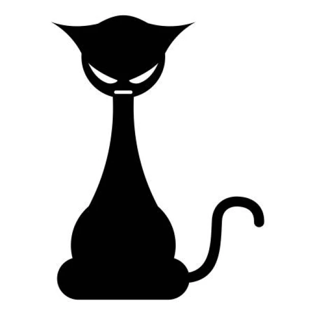 Wall sticker cat 2343 - Graphic design. Black cat with an elongated neck and a distinct, mischievous gaze.