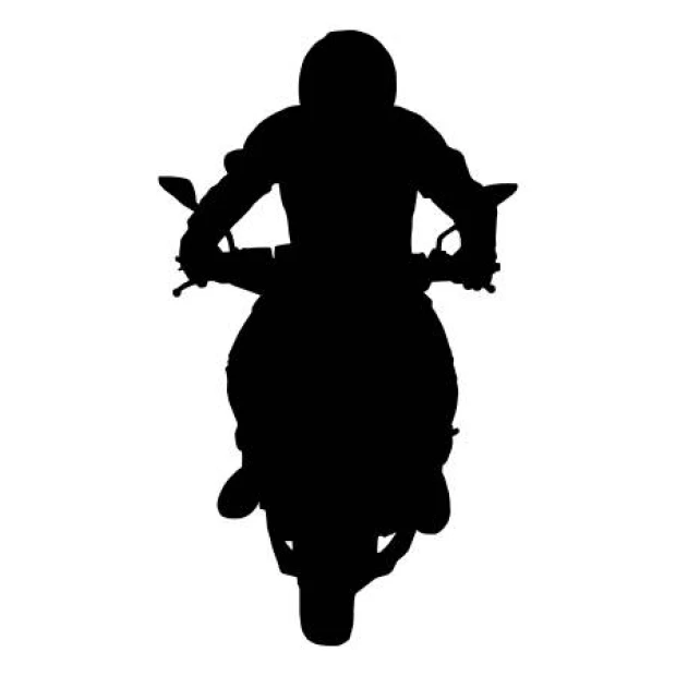Wall sticker motorcyclist 2308 - Graphic design. Black silhouette of a motorcyclist on a motorcycle.