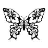 Butterfly wall sticker 2347 - Graphic design featuring a butterfly with large wings adorned with leaves and flowers.