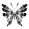 Butterfly wall sticker 2348 - Graphic design with symmetrical wings, featuring swirling lines and spirals.