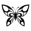 Butterfly wall sticker 2353 - Graphic design featuring a butterfly with large wings, adorned with wavy lines and symmetry.