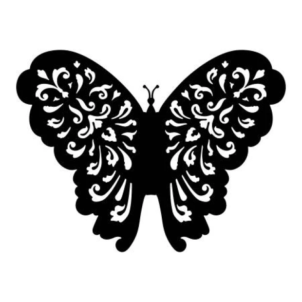 Butterfly wall sticker 2360 - Graphic design with ornate details on the wings.
