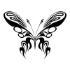 Wall sticker fiery butterfly 2346 - Graphic design. Black butterfly with dynamic, wavy shapes and details.