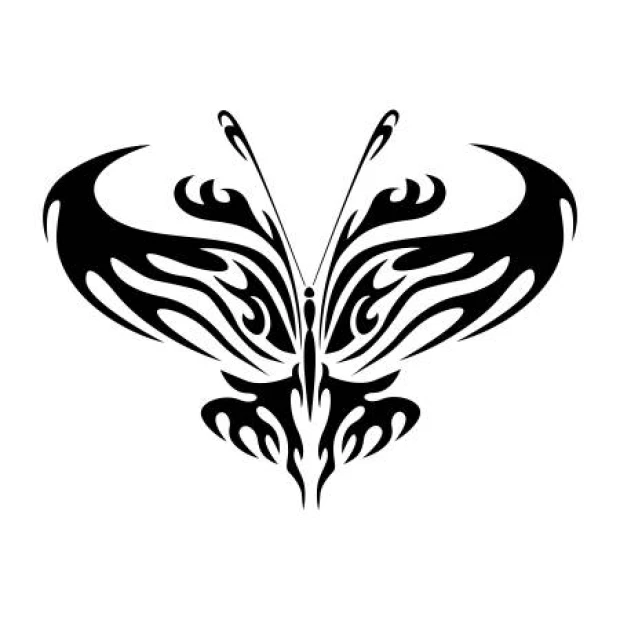 Wall sticker fiery butterfly 2351 - Graphic design. Butterfly with dynamic, flame-like shapes in black and white.