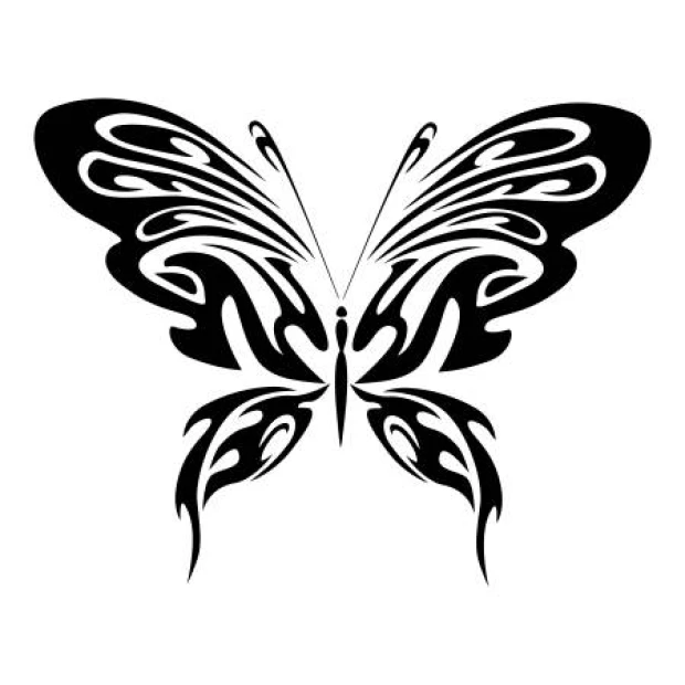 Wall sticker fiery butterfly 2349 - Graphic design. Butterfly with large wings featuring flame patterns.