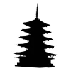 Wall sticker pagoda 2288 - Graphic design featuring a silhouette of a multi-roofed pagoda with a turret.
