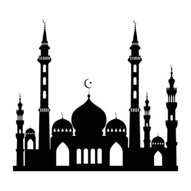 Wall sticker panorama 2280 - Graphic design. Silhouette of a mosque with towers and domes.