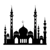 Wall sticker panorama 2280 - Graphic design. Silhouette of a mosque with towers and domes.