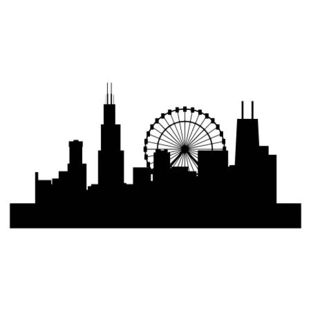 City skyline wall sticker 2286 - Graphic design featuring a silhouette of skyscrapers and a Ferris wheel.