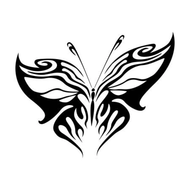 Flaming butterfly wall sticker 2352 - Graphic design. Butterfly with asymmetrical wings and wavy patterns.
