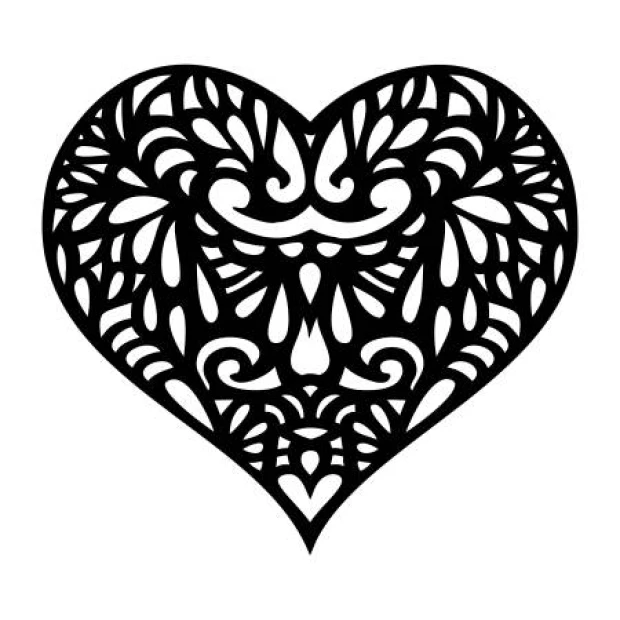 Heart wall sticker 2337 - Graphic design. Intricate black and white patterns and details.