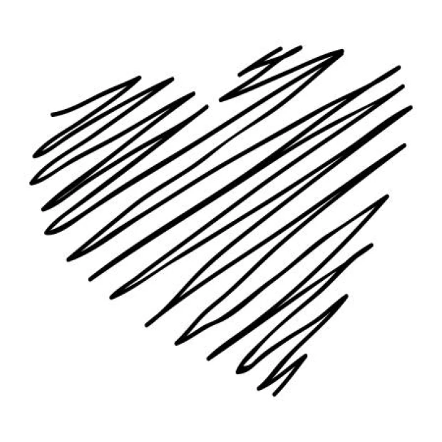 Heart wall sticker 2340 - Graphic design. Black heart with irregular, curved lines on a white background.